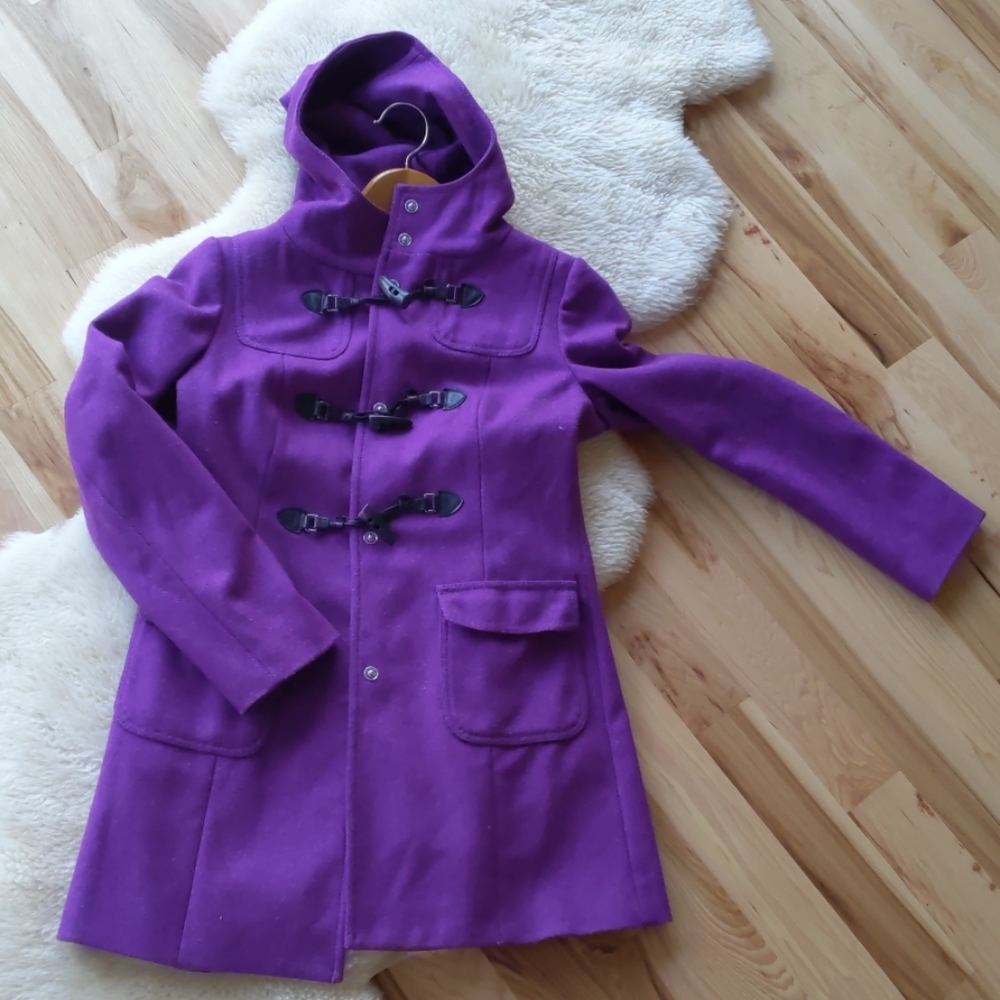 United Colors of Benetton Purple Wool Coat w/hood